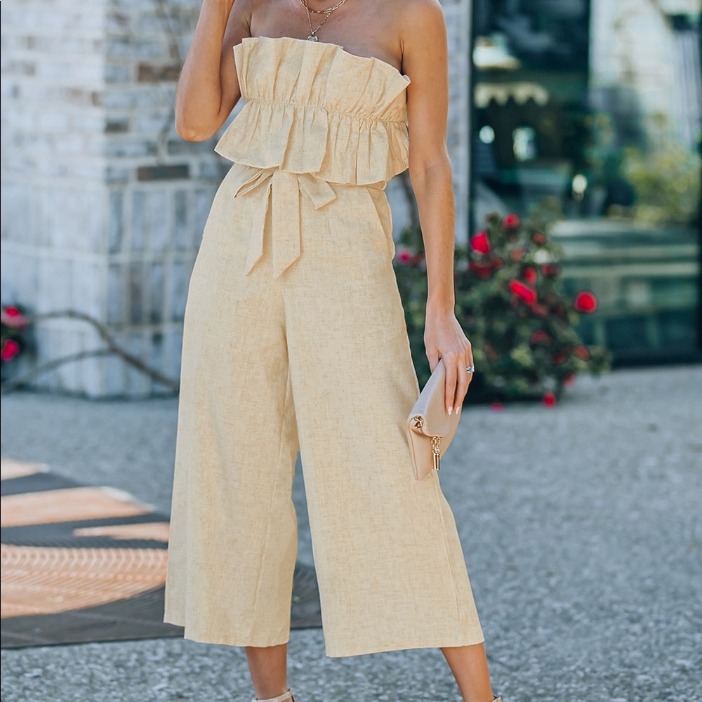 Ruffled Strapless Jumpsuit